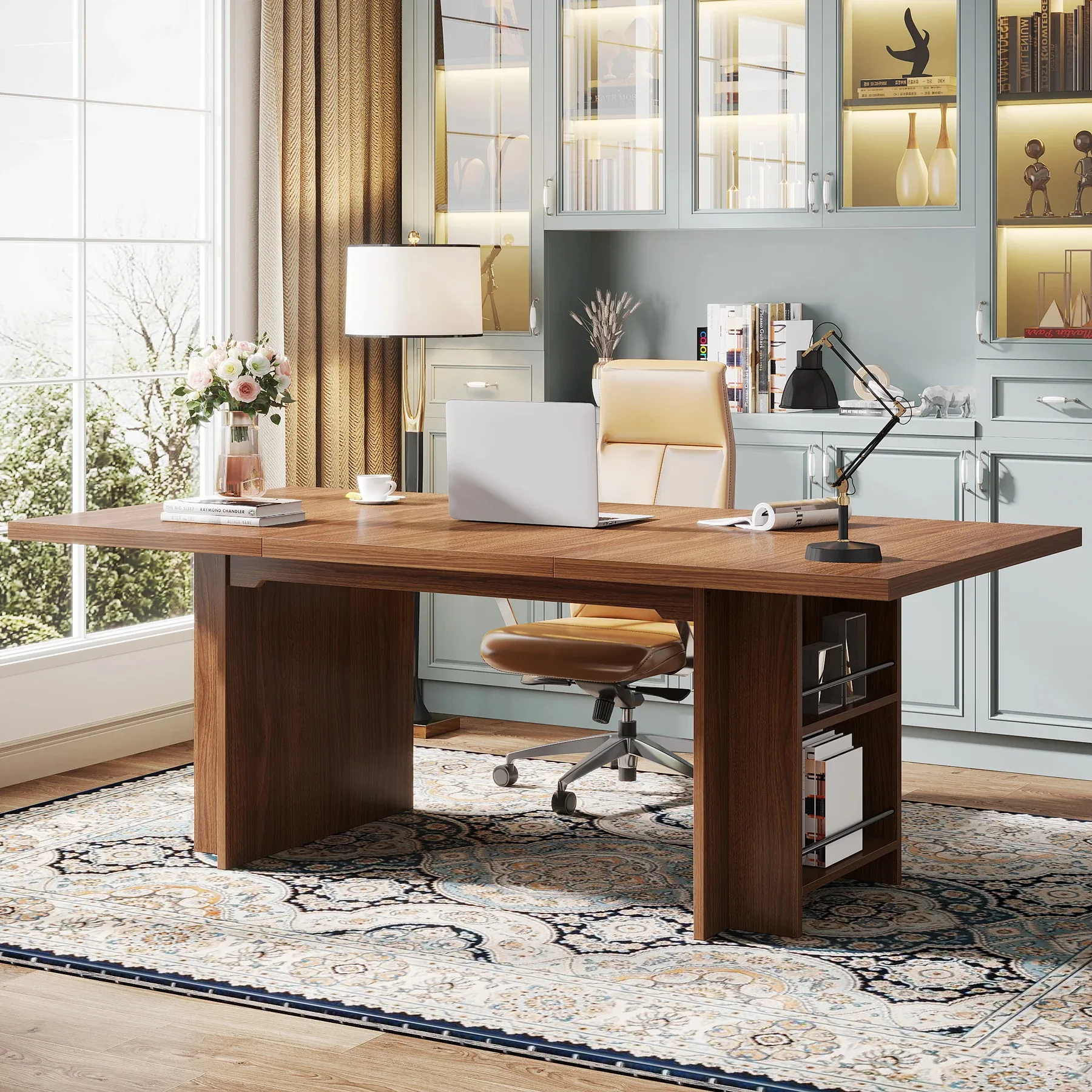Solid Wood Office Desk: Ergonomic, Stylish & Storage-Rich