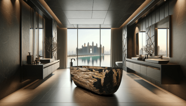 Luxury Petrified Wood Freestanding Bathtub for Indoor & Outdoor Use