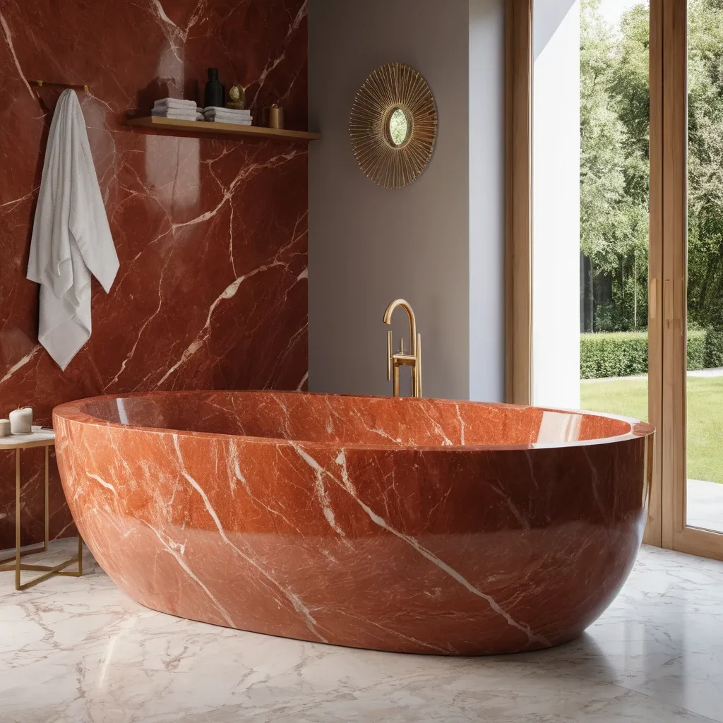 Sculpted Marble Bathtub – Freestanding Luxury with Lasting Warmth