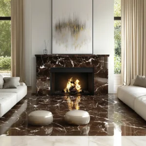 Elegant Natural Stone Marble Fireplace – Timeless Warmth & Style